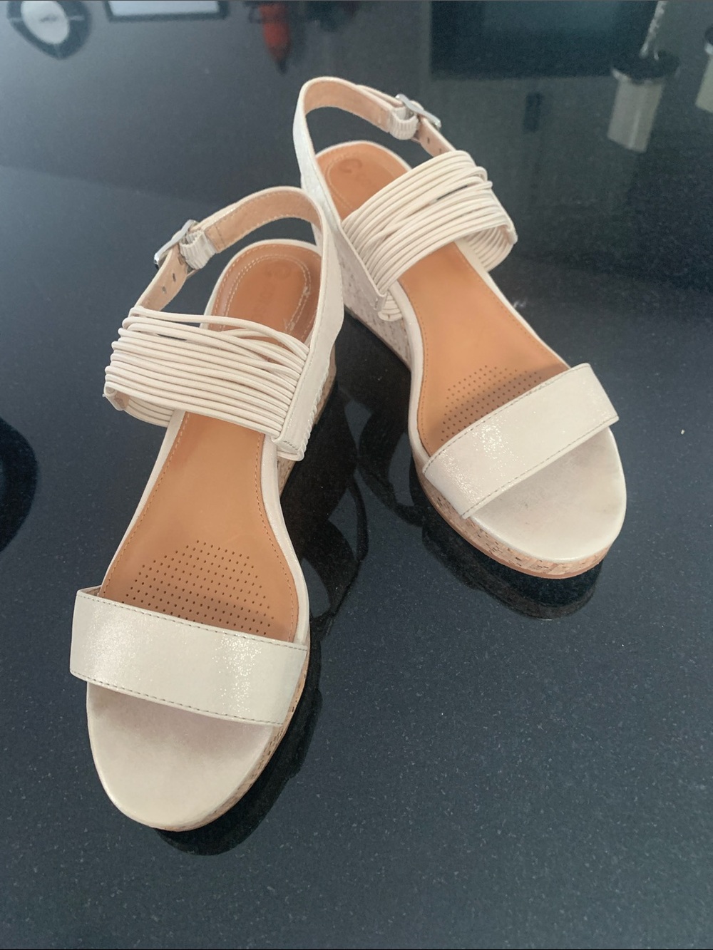 Corso Como Cream Slingback Wedge Sandals